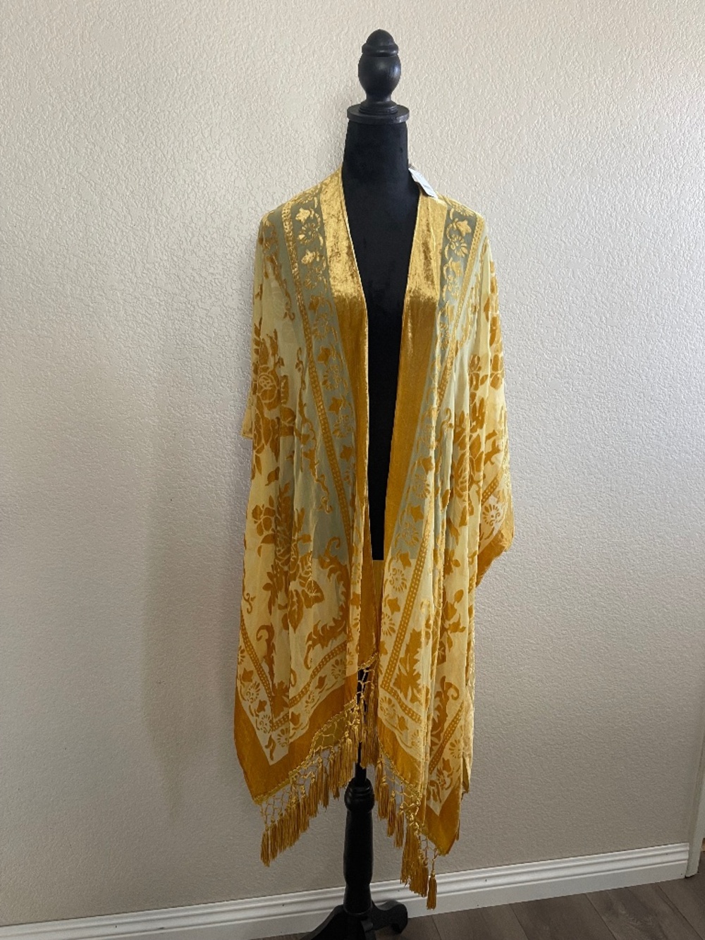 Free People Gold Fringe Kimono